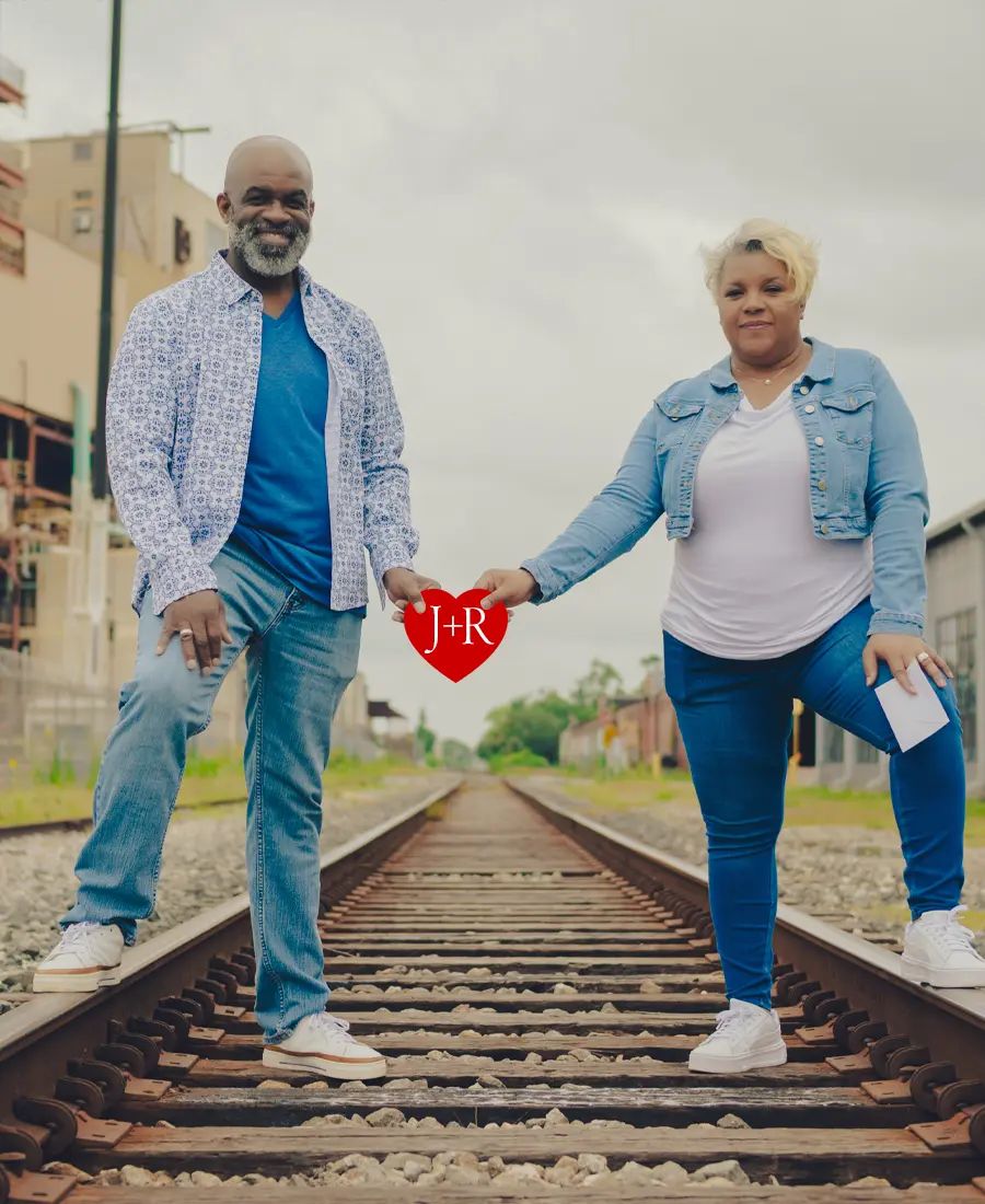Jason and Ros on train tracks